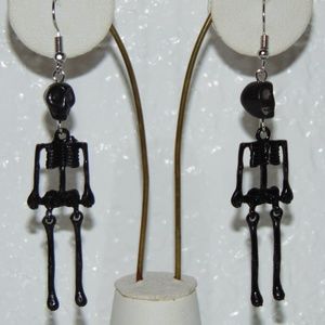 Black Dangle Skeleton Earrings